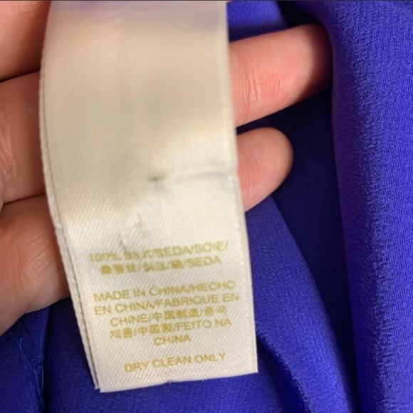 Kate spade addie silk pleatkeyhole blouse blue sz 4 - Picture 5 of 6